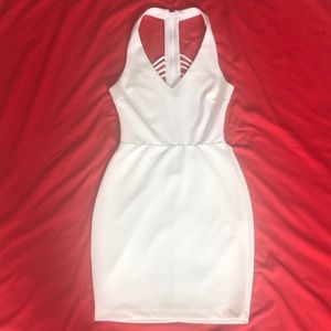 White backless open back bodycon dress